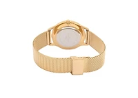 Peugeot Men's 40mm Wafer Slim Black Dial Gold Plated Case Watch with Mesh Band