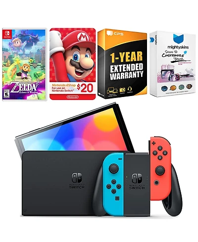 Nintendo Switch Neon Red & Blue Oled Console with The Legend Of Zelda Echoes Of Wisdom, Nintendo $20 eShop Gift Card