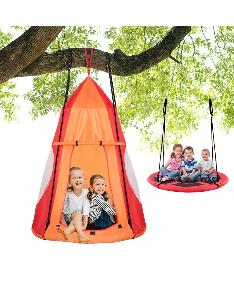 Sugift Kids 2-in-1 40 Inch Hanging Chair Detachable Swing Tent
