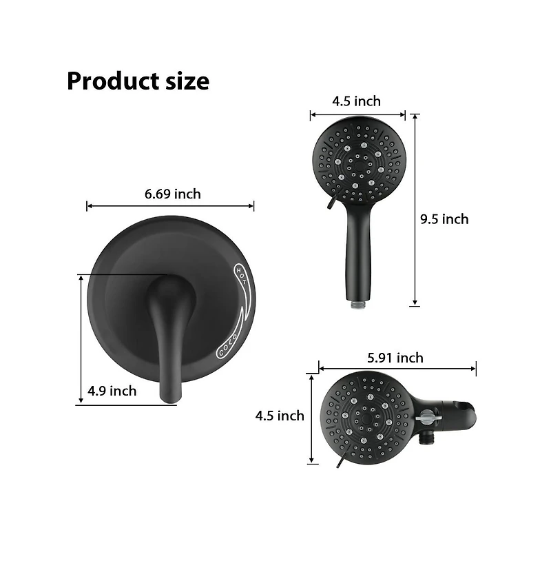 Rainsken Classic High Pressure Single Handle 6-Spray Patterns Rain shower Head with Handheld Shower