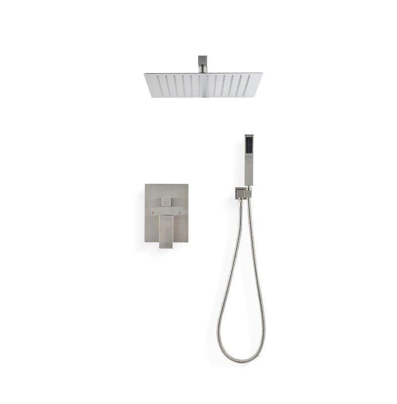 Rainsken Ceiling Mounted Shower System Combo Set with Handheld and 12"Shower head