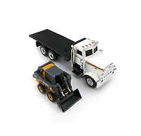 Ertl 1/64 John Deere Peterbilt Flatbed Truck With 320E Skid Steer Skidloader