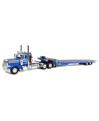 First Gear Dcp 1/64 Blue Peterbilt 389 Day Cab Landoll 440B Traveling Axle Trailer 60-1982