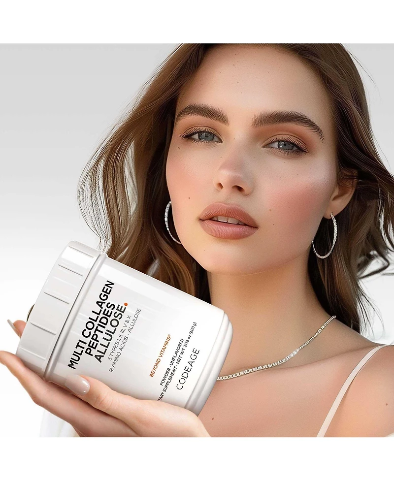 Codeage Multi Collagen Peptides Powder + Allulose - 5 Types - Grass-Fed Collagen - Rare Sugar Allulose Supplement - 0 Calories Sweetener & 0 Carbs