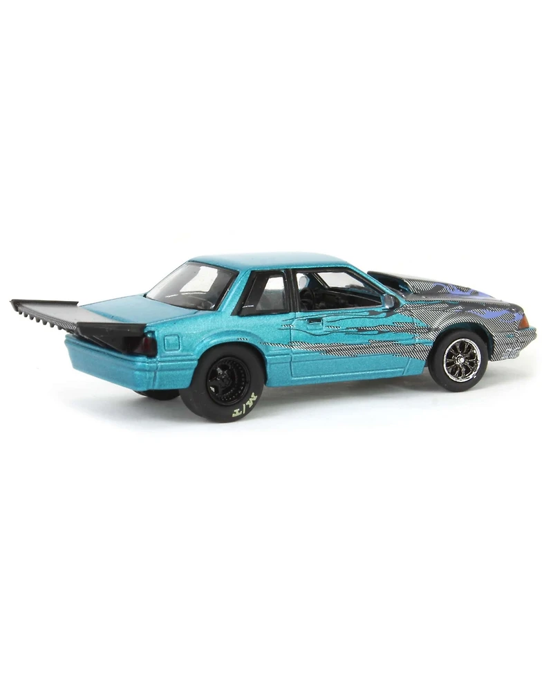 1/64 1990 Ford Mustang Fox Body Drag Car with Custom Paint Job, Wraps