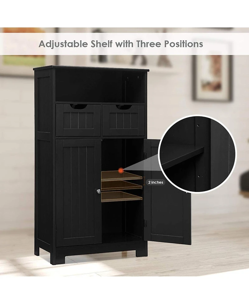 Bathroom Wooden Side Cabinet with 2 Drawers and Doors