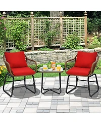 Gymax 3 Piece Patio Conversation Furniture Set Outdoor Bistro Set With Cushions
