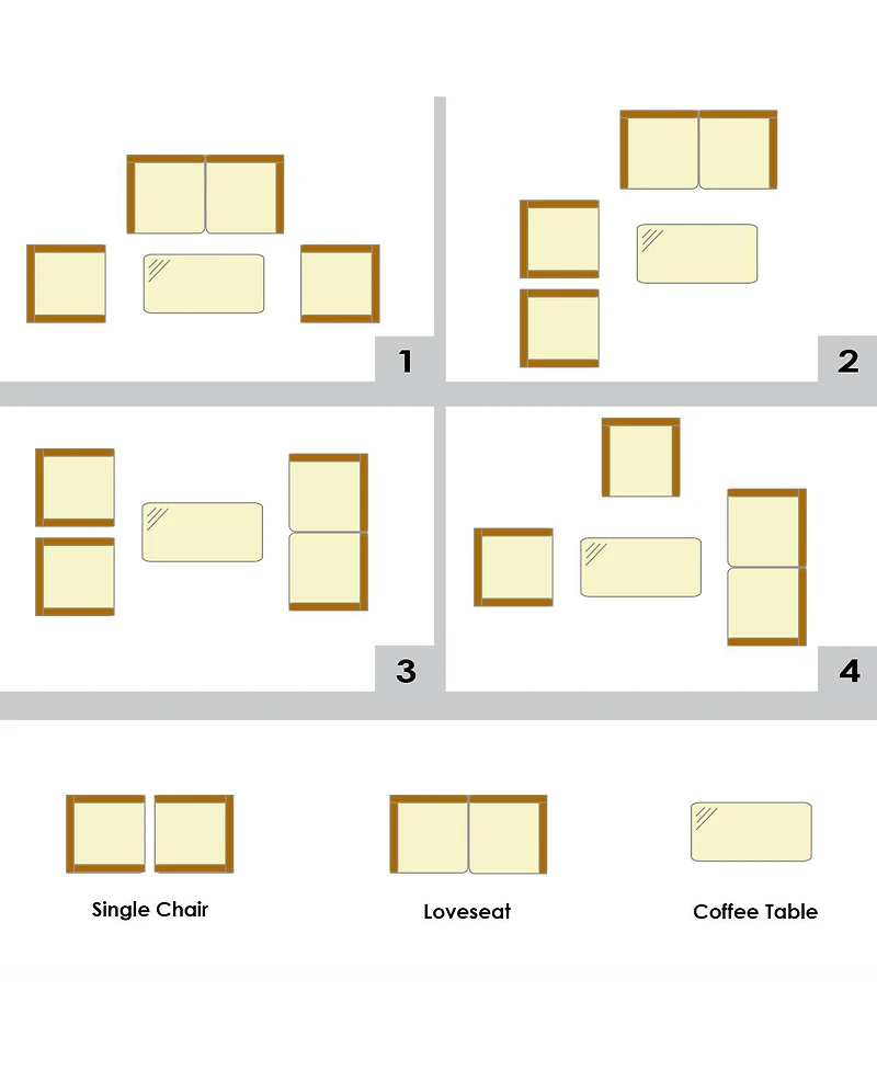 Gymax 4PCS Patio Rattan Conversation Furniture Set Outdoor w/ Cushion
