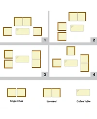 Gymax 4PCS Patio Rattan Conversation Furniture Set Outdoor w/ Cushion