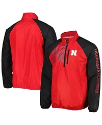 G-iii Sports by Carl Banks Men's Scarlet/Black Nebraska Huskers Point Guard Raglan Half-Zip Jacket