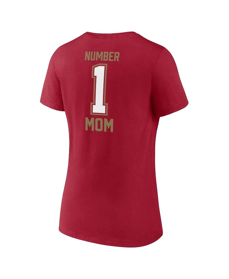 Fanatics Women's Scarlet San Francisco 49ers Plus Size Mother's Day 1 Mom V-Neck T-Shirt