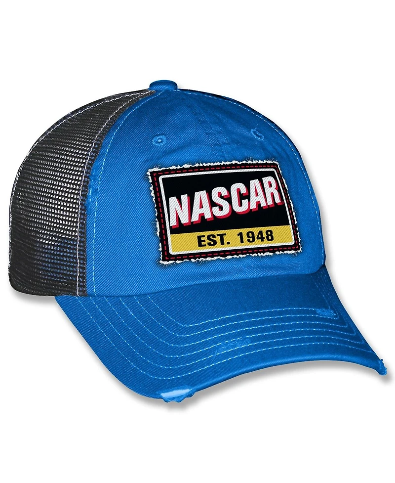 Checkered Flag Sports Men's and Women's Blue Nascar Vintage Patch Trucker Adjustable Hat