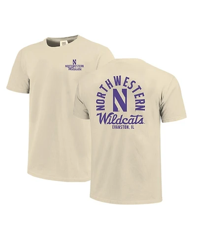Image One Men's Cream Northwestern Wildcats Comfort Colors Mascot Overlay T-Shirt
