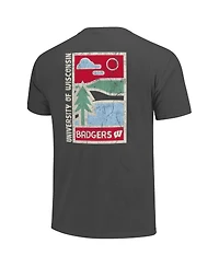 Image One Men's Graphite Wisconsin Badgers Comfort Colors Minimal Vista Distressed Graphics T-Shirt
