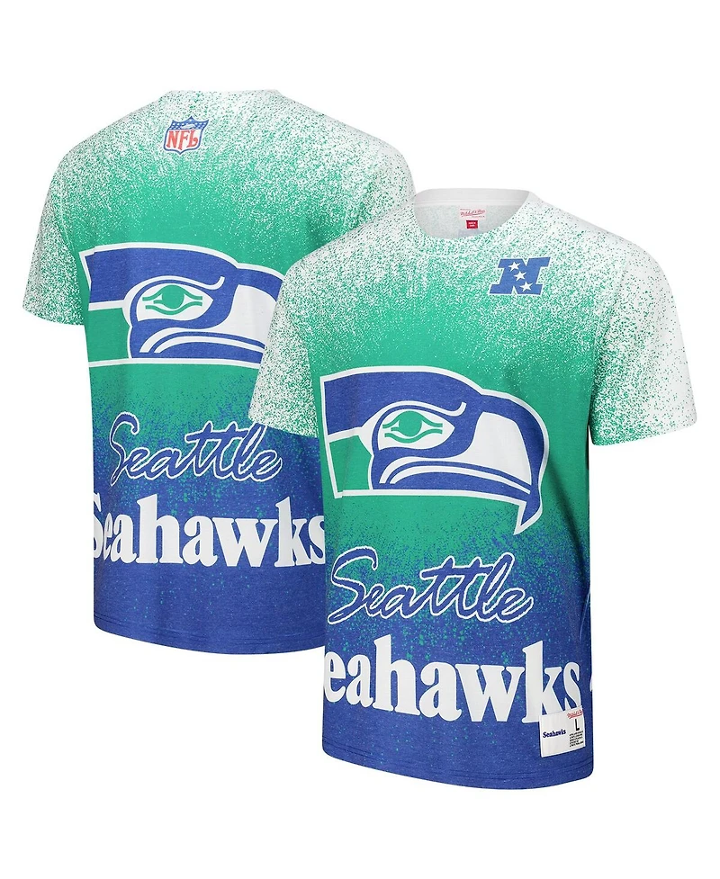 Mitchell & Ness Men's White Seattle Seahawks Team Burst Vintage Logo T-Shirt