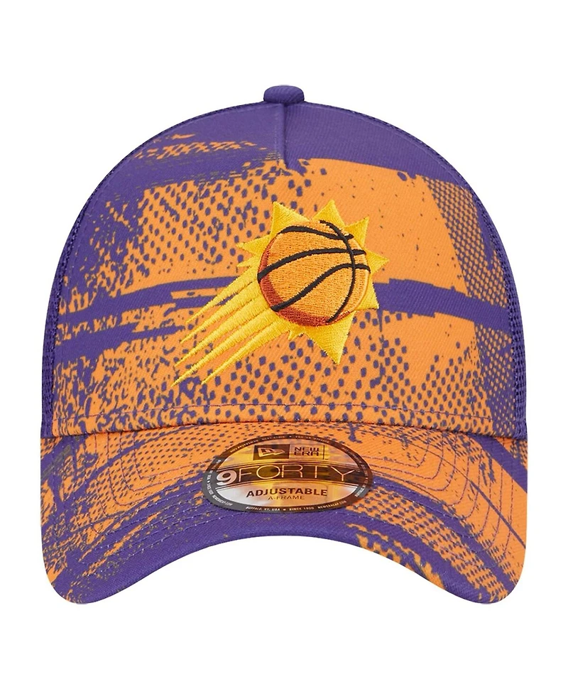 New Era Men's Purple/Orange Phoenix Suns Tip Off A-Frame Trucker 9FORTY Adjustable Hat