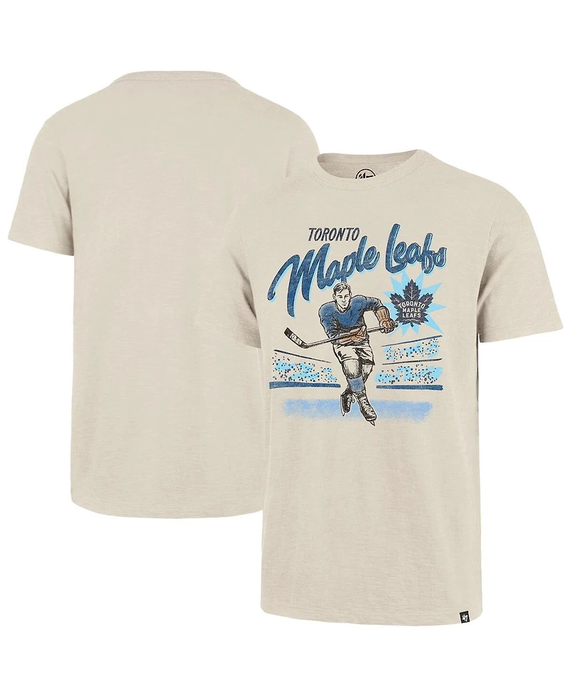 '47 Brand Men's Natural Toronto Maple Leaf's Hockey Player Golden Age Scrum T-Shirt