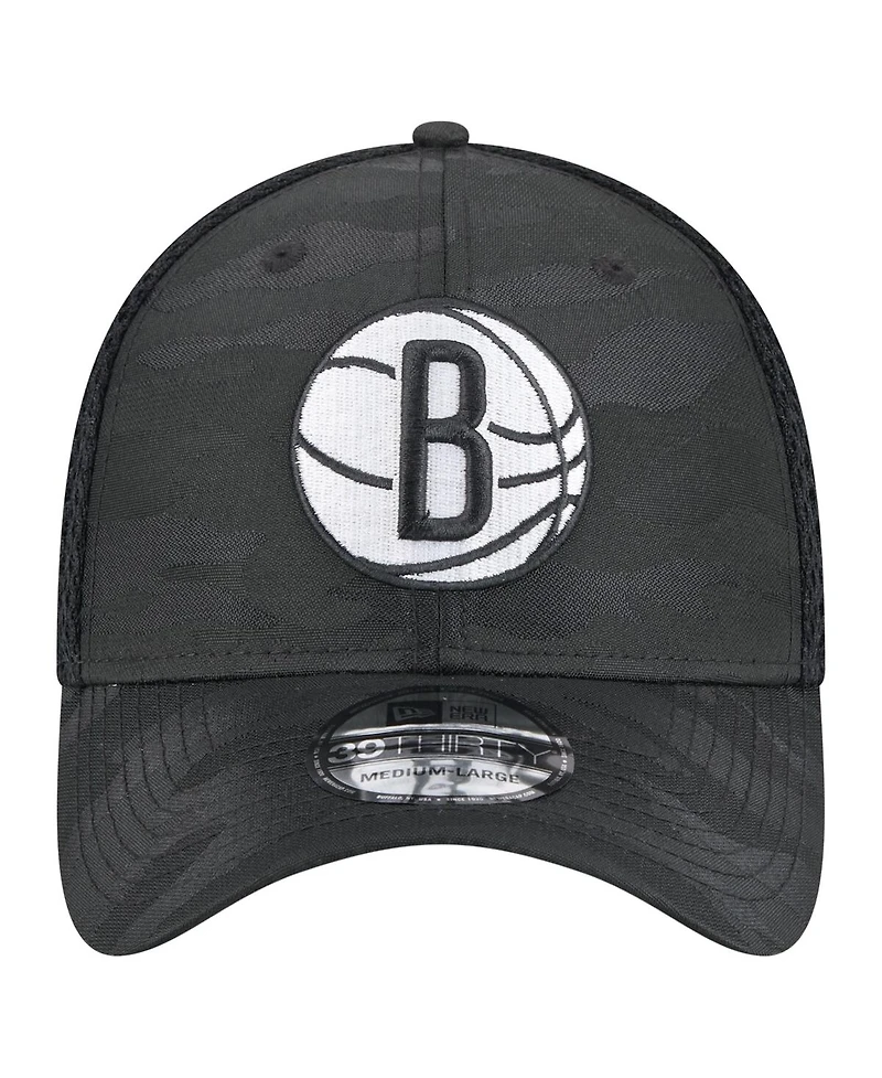 New Era Men's Black Brooklyn Nets Subtle Camo 39THIRTY Flex Hat