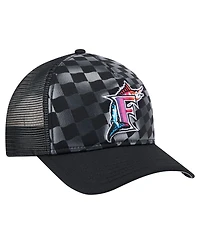 New Era Men's Black Florida Marlins Cooperstown Collection Gradient 9FORTY A-Frame M-Crown Trucker Adjustable Hat