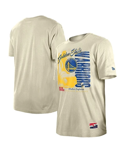 New Era Men's Cream Golden State Warriors Distressed Throwback Vintage Color Pack T-Shirt