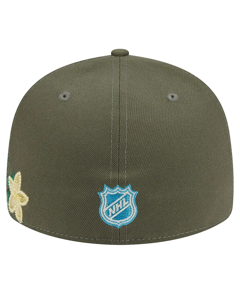 New Era Men's Olive Vegas Golden Knights Tonal Florals 59FIFTY Fitted Hat