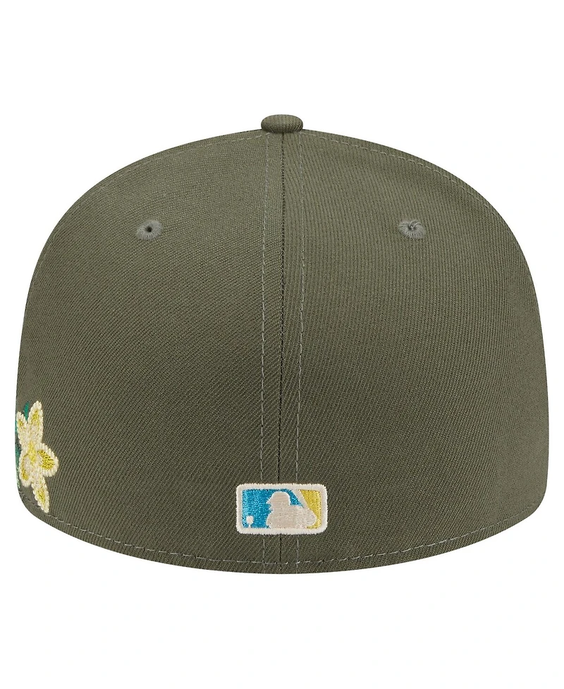 New Era Men's Olive Chicago Cubs Tonal Florals 59FIFTY Fitted Hat