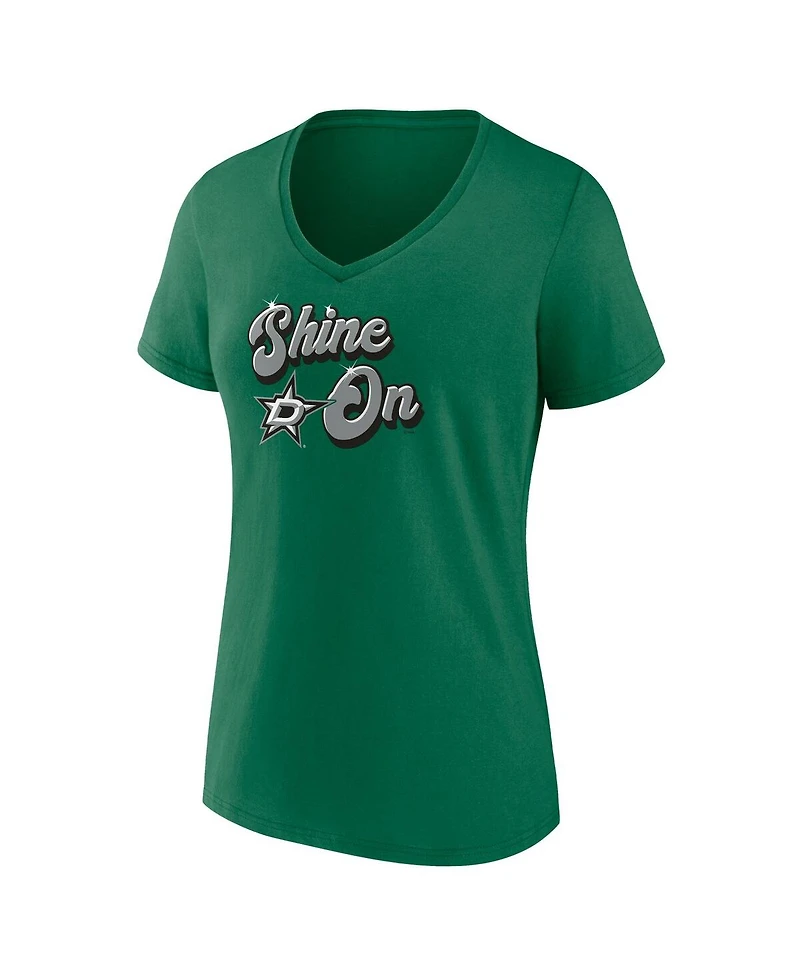 Fanatics Women's Kelly Green Dallas Stars Iconic V-Neck T-Shirt