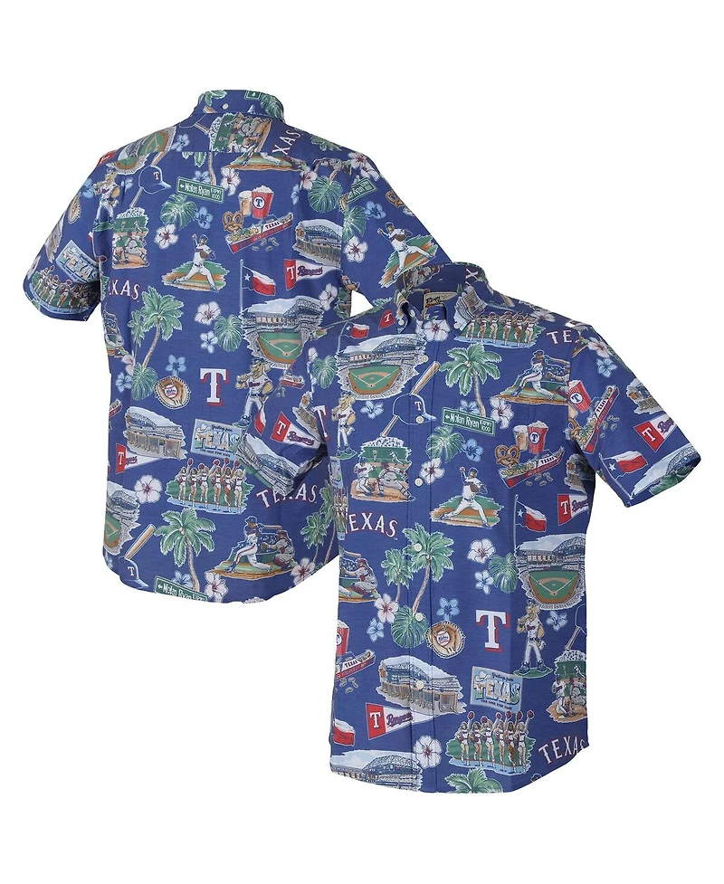 Reyn Spooner Men's Royal Texas Rangers Scenic Tri-Blend Performance Button-Up Shirt