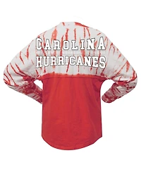 Spirit Jersey Men's and Women's Red Carolina Hurricanes Crystal Half Dye Long Sleeve T-Shirt