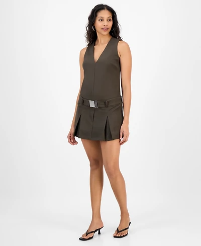 Bar Iii Women's Drop Waist Belted Mini Dress, Exclusively at Macy's