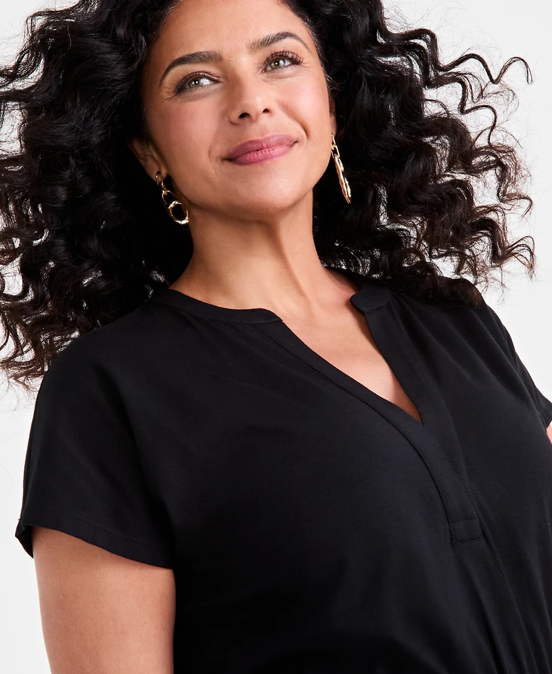 Style & Co Women's Printed Short-Sleeve Tiered Dress, Exclusively at Macy's