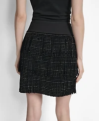 Dkny Women's Studded Fringe Mini Skirt
