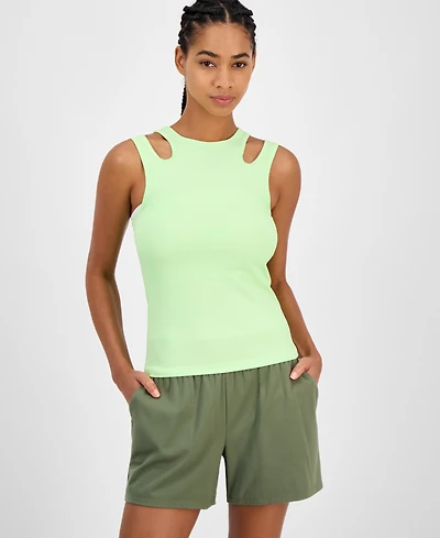 Id Ideology Women's Cutout Ribbed Tank Top, Exclusively at Macy's