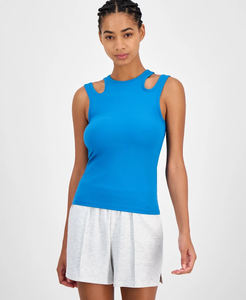 Id Ideology Women's Cutout Ribbed Tank Top, Exclusively at Macy's