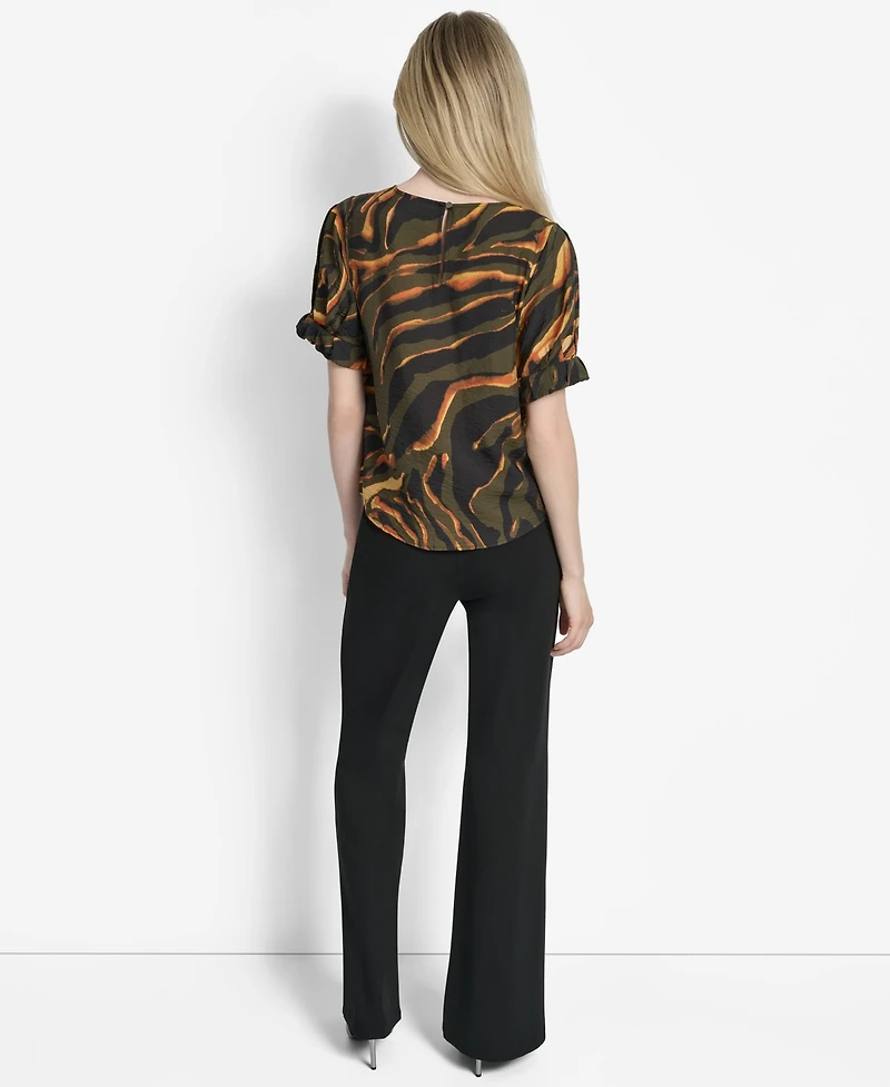 Dkny Women's Printed Voile Short-Sleeve Blouse