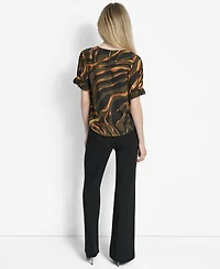 Dkny Women's Printed Voile Short-Sleeve Blouse