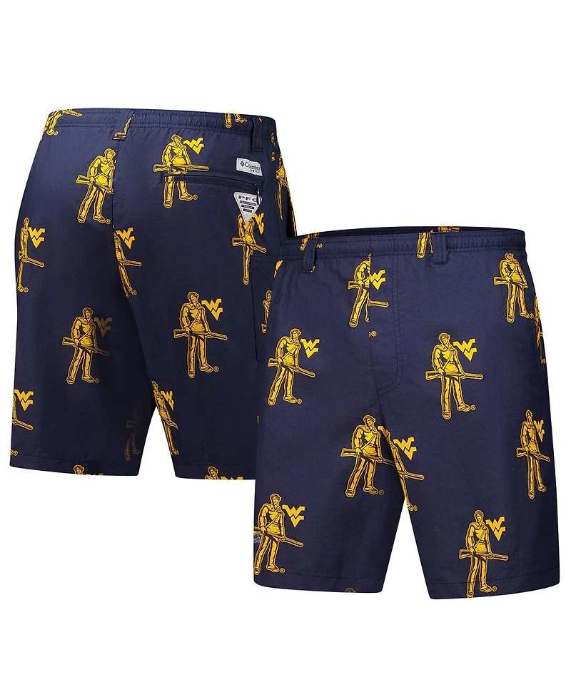 Columbia Men's Navy West Virginia Mountaineers Backcast Iii Printed Shorts