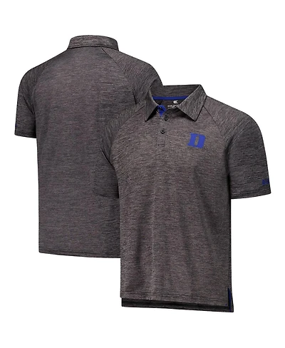 Colosseum Men's Heather Charcoal Duke Blue Devils Down Swing Raglan Team Polo Shirt