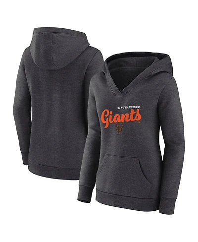 Logo Athletic Women's Heather Charcoal San Francisco Giants Triumphant V-Neck Pullover Hoodie