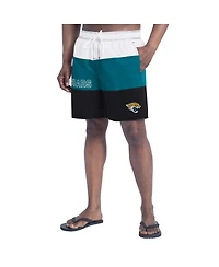 G-iii Sports by Carl Banks Men's Black/Teal Jacksonville Jaguars Sunrise Volley Swim Shorts