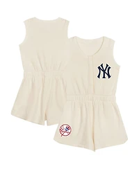 Outerstuff Little Girls Cream New York Yankees Girl Power Tank Romper