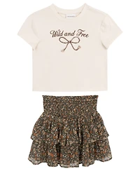 Rare Editions Big Girls 2-Piece Graphic T-Shirt and Tiered Skort Set