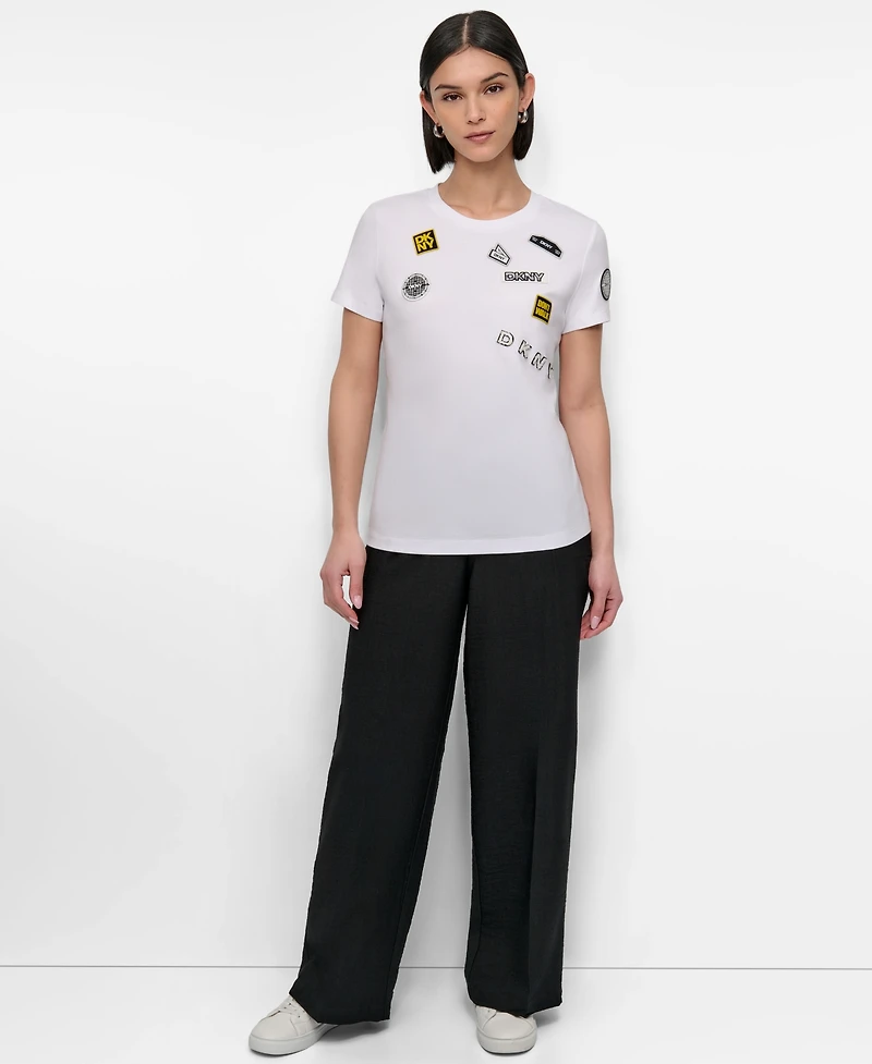 Dkny Women's Pins And Patches Crewneck T-Shirt