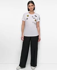 Dkny Women's Pins And Patches Crewneck T-Shirt