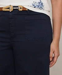 Lauren Ralph Plus Stretch Chino Wide-Leg Cropped Pants