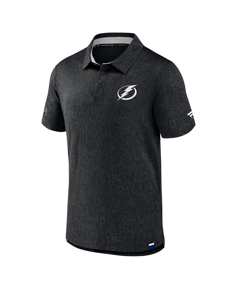 Fanatics Men's Black Tampa Bay Lightning Authentic Pro Jacquard Polo Shirt