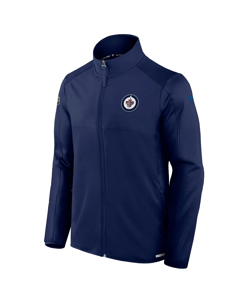 Fanatics Men's Navy Winnipeg Jets Authentic Pro Rink Fleece Full-Zip Jacket