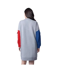 G-iii 4Her by Carl Banks Women's Heather Gray Chicago Cubs Free Ball Long Sleeve Sneaker Dress