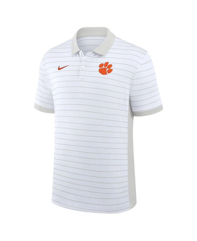 Nike Men's White Clemson Tigers 2025 Early Season Coaches Sideline Victory Stripe Performance Polo Shirt