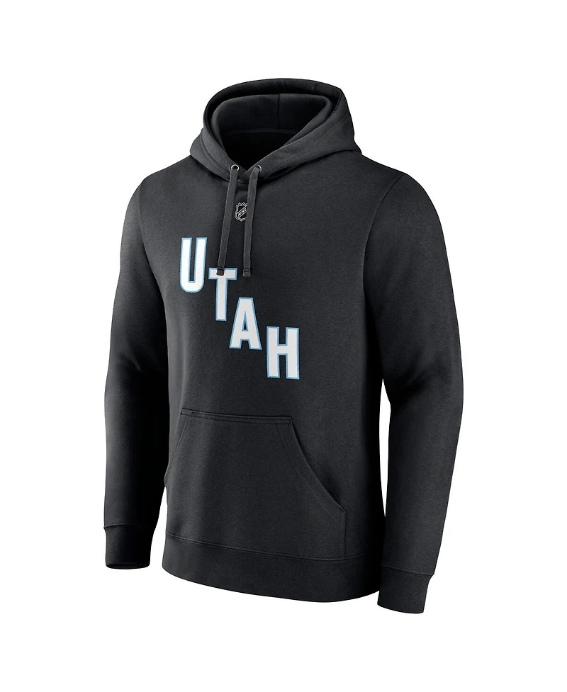 Fanatics Men's Nick Schmaltz Black Nhl Utah Authentic Stack Name Number Tri-Blend Pullover Hoodie